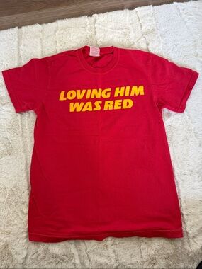 Comfort Colors Red Graphic Tee with Yellow Text